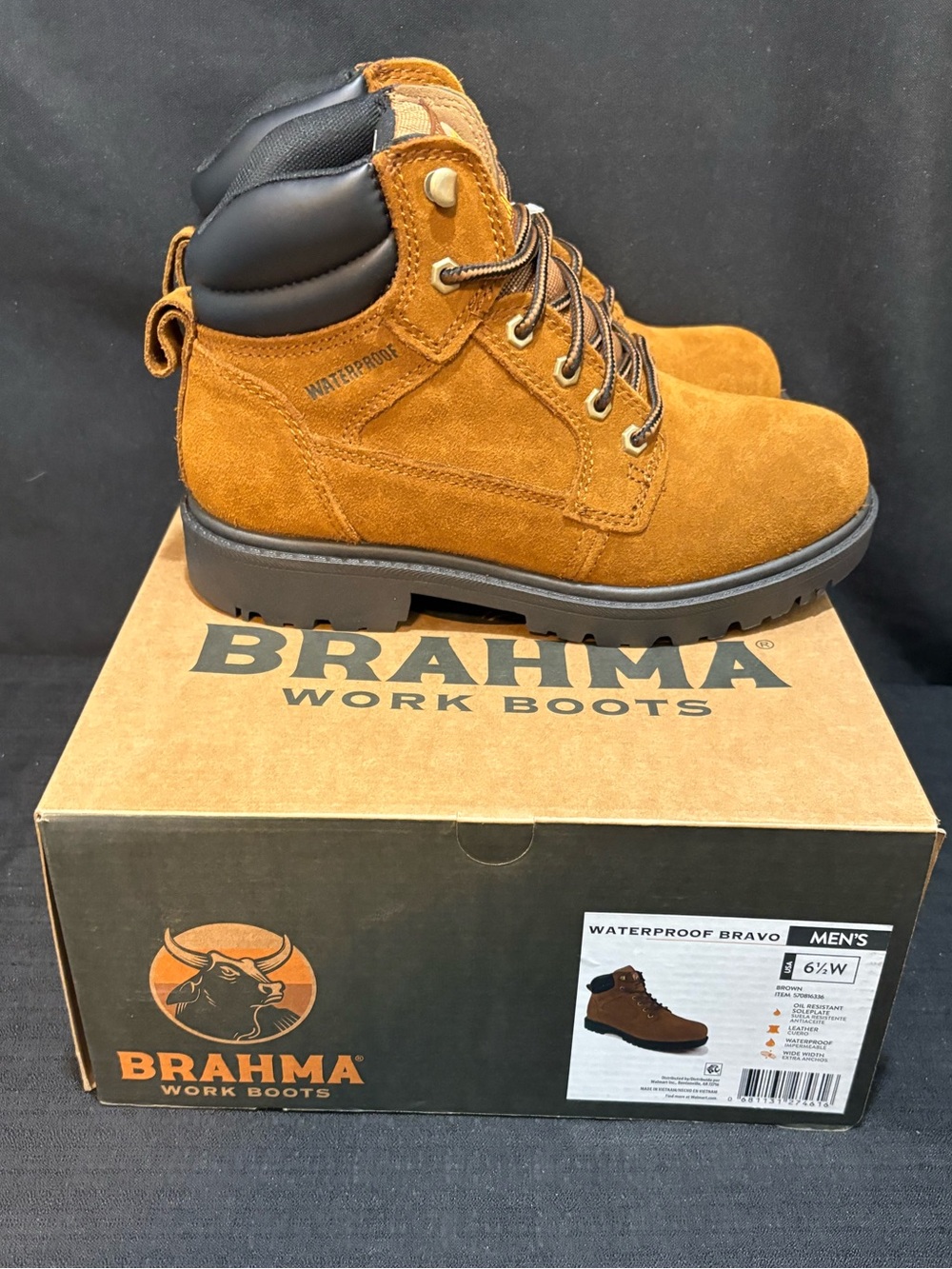 Brahma Men's Bravo Waterproof 6" Soft Toe Work Boots size 6.5W NEW IN BOX!